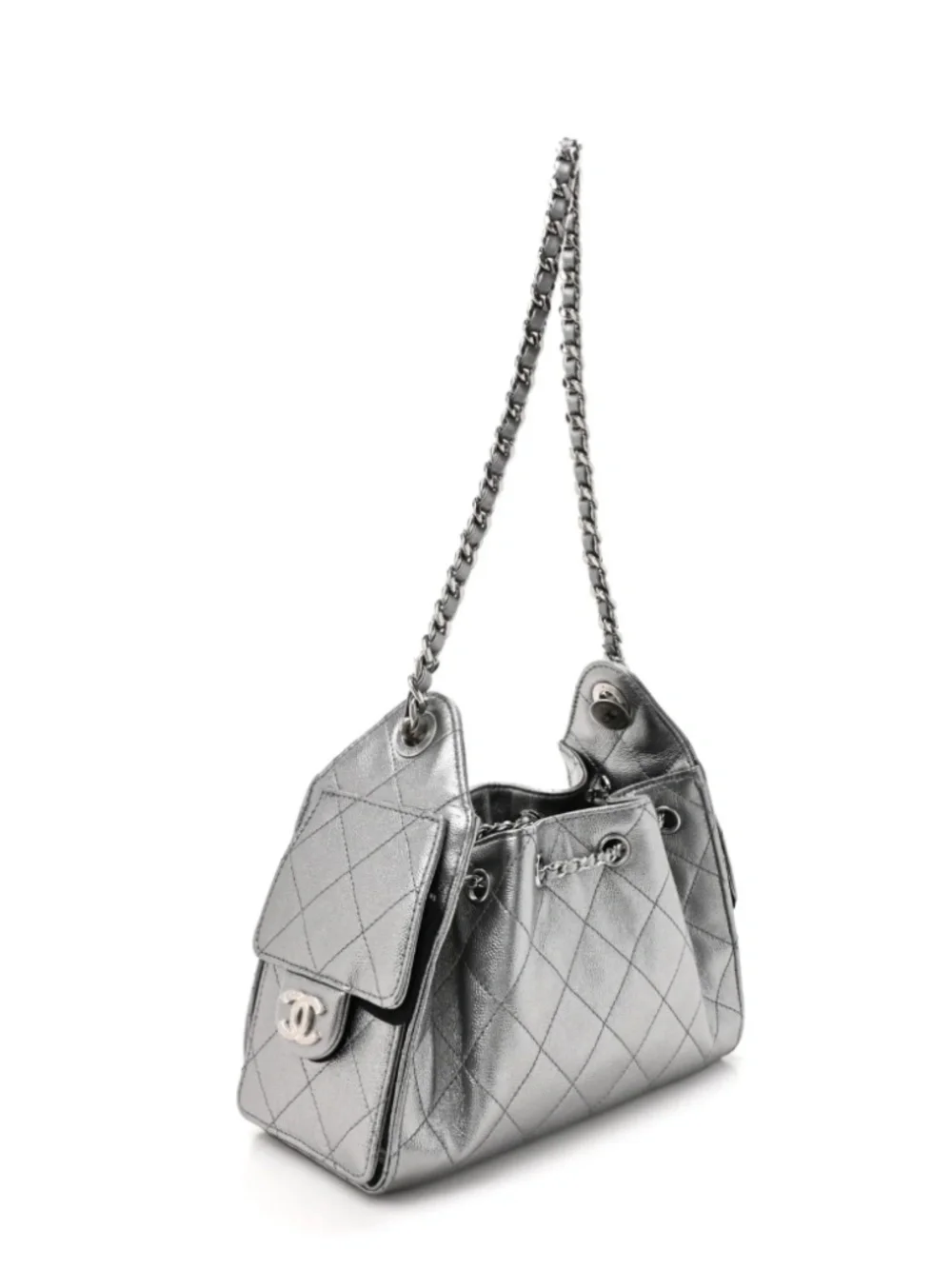 Anthracite Silver Metallic Mini Chanel 25